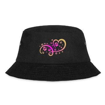 Herz mit Pfötchen und Sternen - Bucket Hat - Schwarz - Vorne - Lela (165cm)
