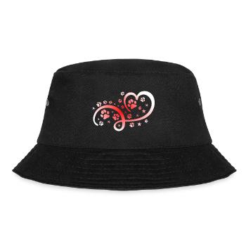 Herz mit Pfötchen und Sternen - Bucket Hat - Schwarz - Vorne - Lela (165cm)
