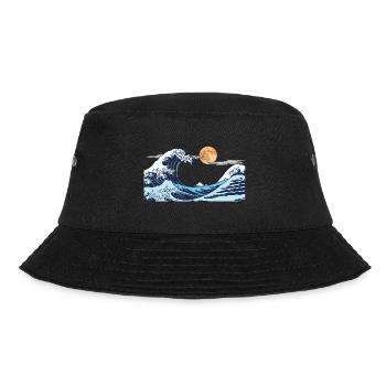 Kanagawa Waves Aesthetic Japanese Art Great Wave - Bucket Hat - black - Front - Lela (165cm)