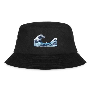 Kanagawa Waves Aesthetic Japanese Art Great Wave - Bucket Hat - black - Front - Lela (165cm)