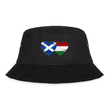 Scotland Hungary flag heart used - Bucket Hat - black - Front - Lela (165cm)