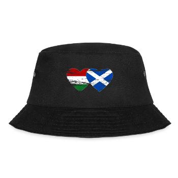 Hungary Scotland Flag Heart Used - Bucket Hat - black - Front - Lela (165cm)