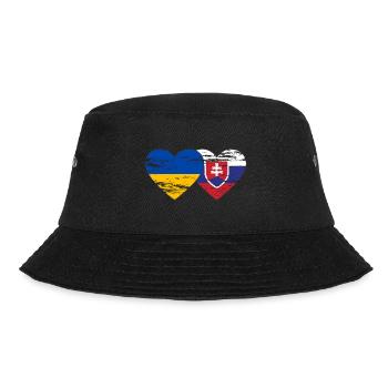 Ukraine Slovakia Flag Heart used - Bucket Hat - black - Front - Lela (165cm)