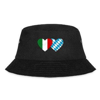 Italy Bavaria Flag Heart used - Bucket Hat - black - Front - Lela (165cm)