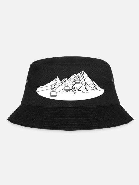 schnee berge seilbahn gondel winter urlaub ferien - Bucket Hat - Schwarz