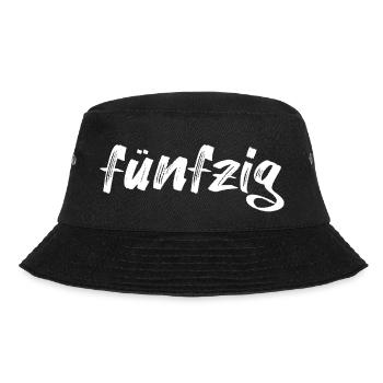 fünfzig Schriftzug - Bucket Hat - Schwarz - Vorne - Lela (165cm)