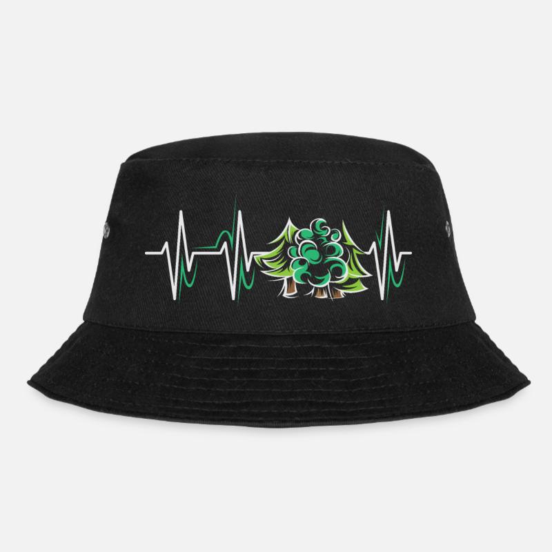 Wald Herzschlag Bäume Symbol Puls Ekg icon Grafik - Bucket Hat - Schwarz