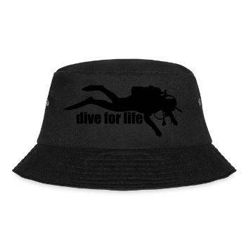 Diver Silhouette – Freediving Minimal Art - Bucket Hat - black - Front - Lela (165cm)