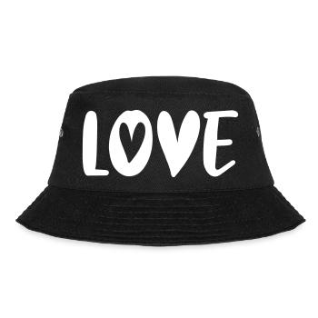 Love Heart White Handwriting Valentine's Day Love Couple - Bucket Hat - black - Front - Lela (165cm)