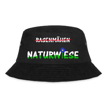 Contra Rasenmähen, pro Naturwiese - Bucket Hat - Schwarz - Vorne - Lela (165cm)