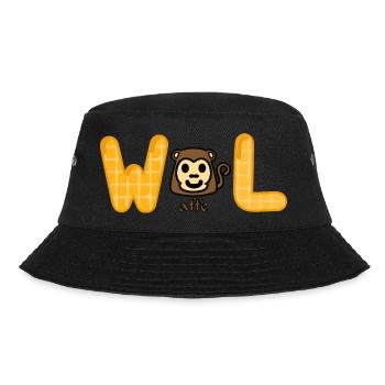 Waffel - Affe - Wortspiel - Bucket Hat - Schwarz - Vorne - Lela (165cm)