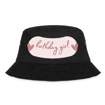 Birthday Girl lettering with hearts - Bucket Hat - black - Front - Lela (165cm)