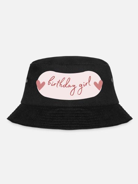 Birthday Girl lettering with hearts - Bucket Hat - black