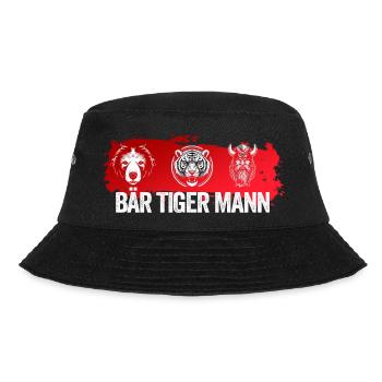 Bär Tiger Mann Bärtiger Mann Bart Träger Vatertag - Bucket Hat - Schwarz - Vorne - Lela (165cm)