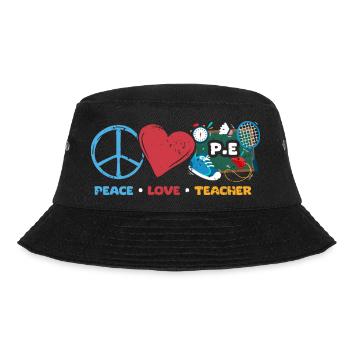 Vintage Peace Love PE Teacher A Physical Fitness - Bucket Hat - black - Front - Lela (165cm)