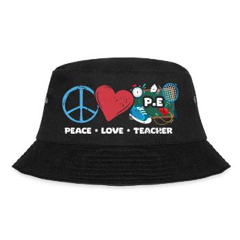 Awesome Peace Love PE Teacher A Physical Fitness - Bucket Hat - black - Front - Lela (165cm)
