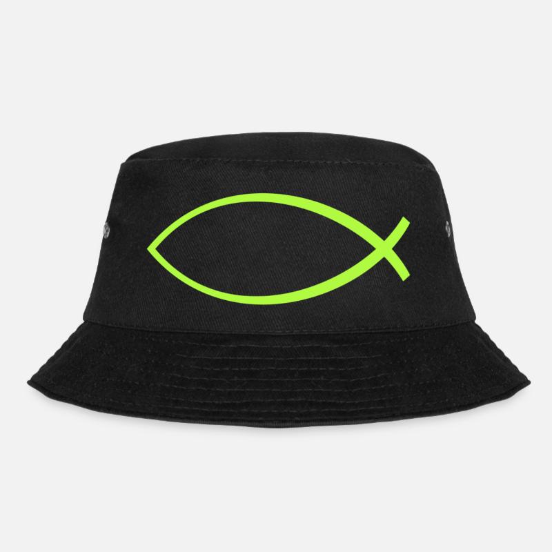 Ichtus fish apple green - Bucket Hat - black