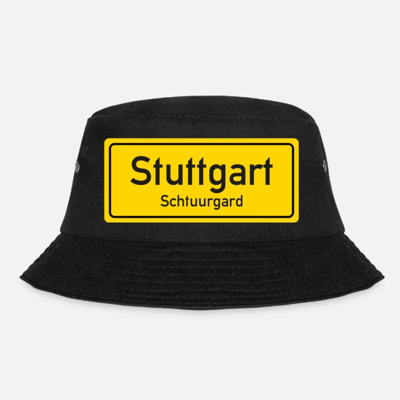 Ortsschild Stuttgart Deutschland - Bucket Hat - Schwarz