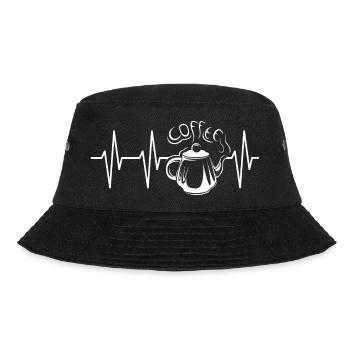 Kaffeekanne retro vintage Herzschlag Cafe Kanne - Bucket Hat - Schwarz - Vorne - Lela (165cm)