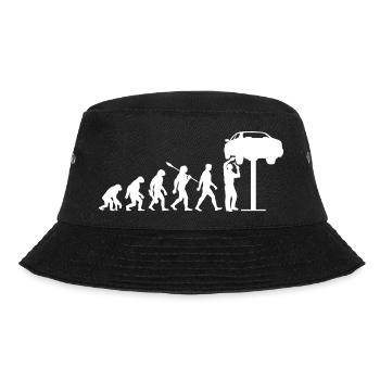Evolution - Auto - KFZ Mechaniker - Schrauber - Bucket Hat - Schwarz - Vorne - Lela (165cm)