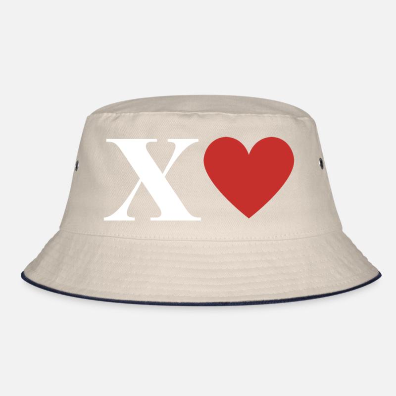 Letter x Red Heart Bucket Hat