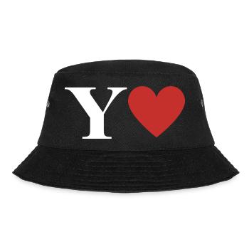 Buchstabe y rotes Herz - Bucket Hat - Schwarz - Vorne - Lela (165cm)