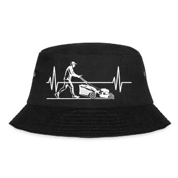 Lawn Mower Heartbeat Grass Mow Gardening - Bucket Hat - black - Front - Lela (165cm)