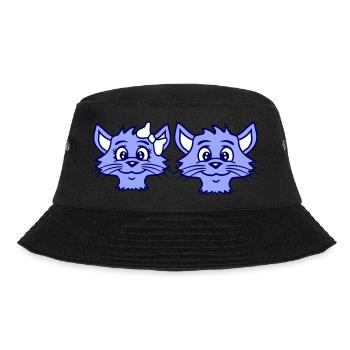Two Cats Couple 2 Romantic Couple in Love - Bucket Hat - black - Front - Lela (165cm)