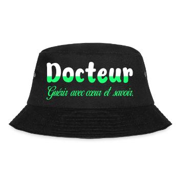 Arzt, Arzt, Krankenschwester, Gesundheit und weißer Kittel - Bucket Hat - Schwarz - Vorne - Lela (165cm)