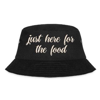 Foodlover gestickter Spruch - Bucket Hat - Schwarz - Vorne - Lela (165cm)