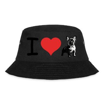 I love French Bulldog - Pet Design - Bucket Hat - black - Front - Lela (165cm)