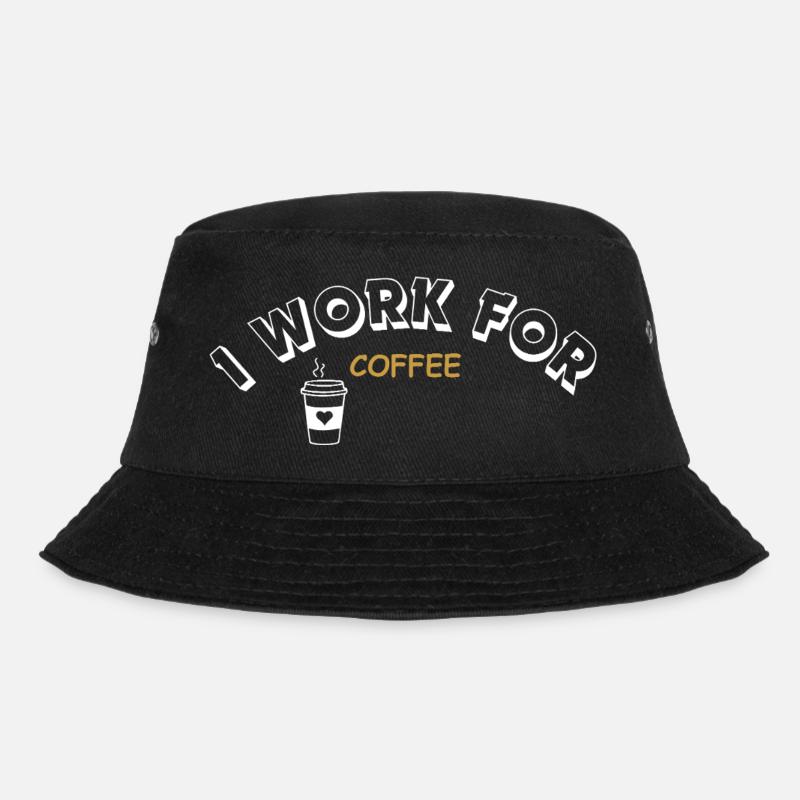 I work for Coffee - weiß - Bucket Hat - Schwarz
