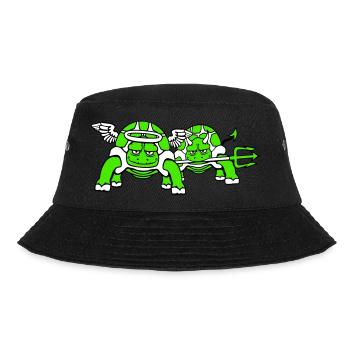 2 Schildkröten Gewissen Team Teufel Engel Böse Gut - Bucket Hat - Schwarz - Vorne - Lela (165cm)