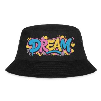 DREAM Graffiti Design voller Farbe und Motivation - Bucket Hat - Schwarz - Vorne - Lela (165cm)