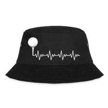 Golf Golfer Golf Ball ECG Heartbeat Heart Rate - Bucket Hat - black - Front - Lela (165cm)