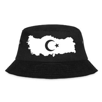 Contour of Turkey with Crescent Moon Star - Bucket Hat - black - Front - Lela (165cm)