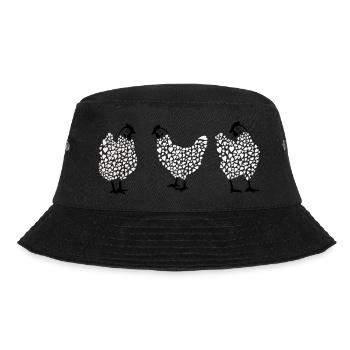 Hühner Fans -  Hahn - Gockel - Blumenhuhn - Bio - Bucket Hat - Schwarz - Vorne - Lela (165cm)