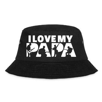 Ich liebe meine Papa-Gitarristen-Musiker-Silhouette - Bucket Hat - Schwarz - Vorne - Lela (165cm)