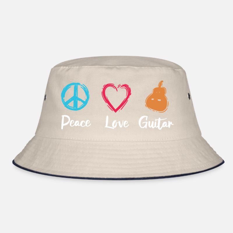Peace Love Guitar Bucket Hat