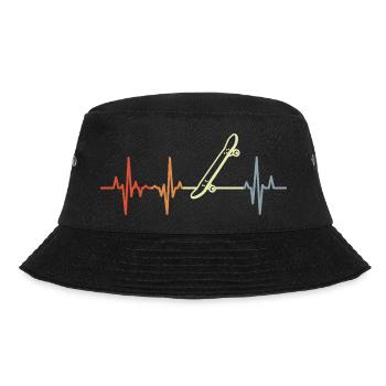 Retro Skateboard Herzschlag - Bucket Hat - Schwarz - Vorne - Lela (165cm)