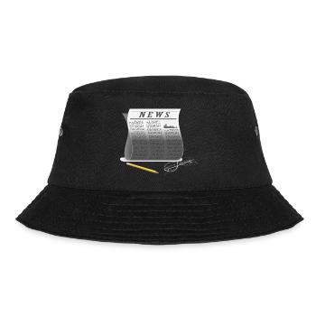Zeitung - Bucket Hat - Schwarz - Vorne - Lela (165cm)