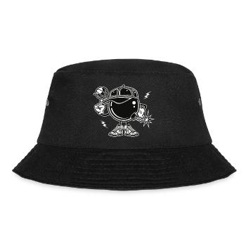 COMIC BASKETBALLER - Comic Cartoon Motiv Shirt - Bucket Hat - Schwarz - Vorne - Lela (165cm)