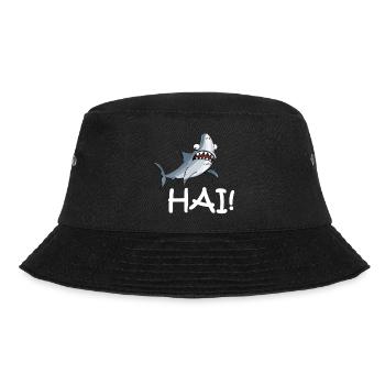Hai mit Schriftzug - Bucket Hat - Schwarz - Vorne - Lela (165cm)