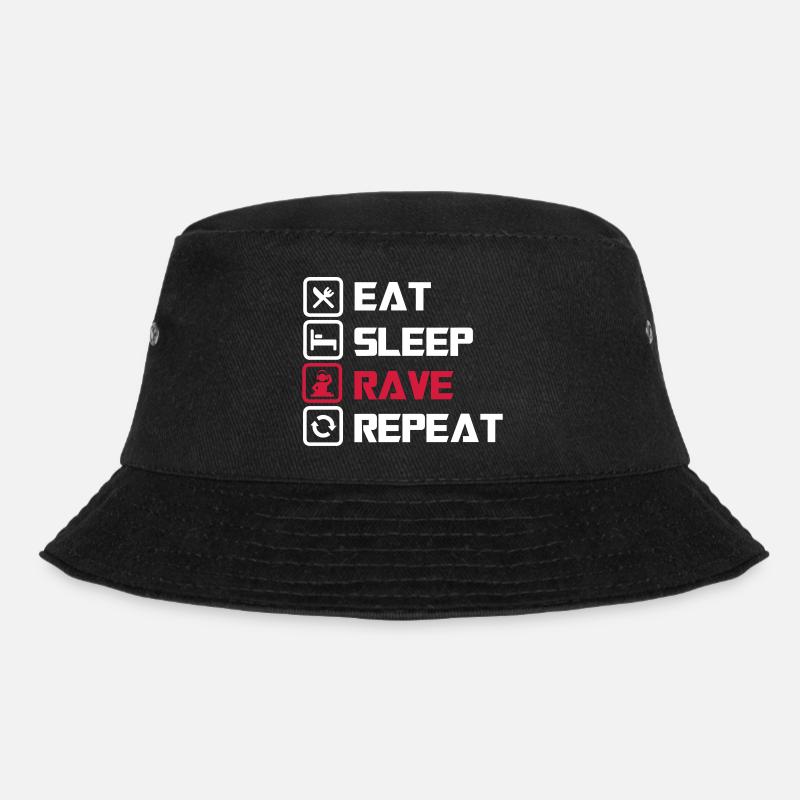 sleep Rave repeat - Bucket Hat - black