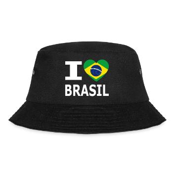 I love Brasil / heart with coat of arms / flag - Bucket Hat - black - Front - Lela (165cm)