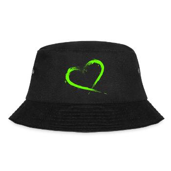 Herz Design Bürste Grün Hellgrün - Bucket Hat - Schwarz - Vorne - Lela (165cm)