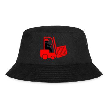 Ein Gabelstapler transportiert eine Kiste - Bucket Hat - Schwarz - Vorne - Lela (165cm)