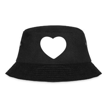 Heart white - Bucket Hat - black - Front - Lela (165cm)