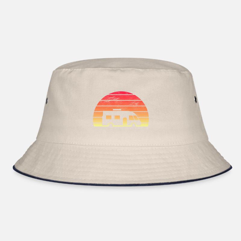 Modern Motorhome Silhouette at Sunset (Red) Bucket Hat