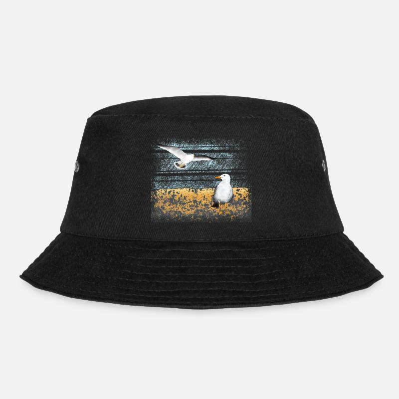 Möwen, Strand, Meer - Bucket Hat - Schwarz
